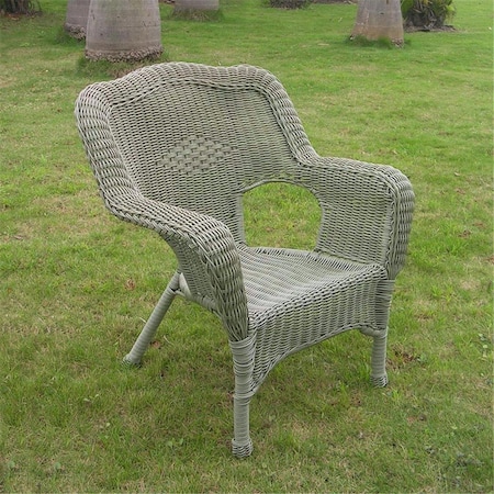 International Caravan Camelback Resin Wicker Patio Chair, Antique Moss, 2PK 3180-2CH-AM